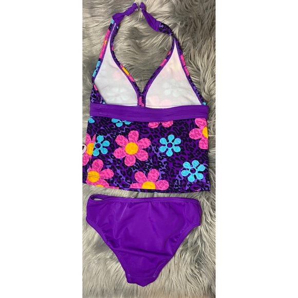 Girls 8 SPEEDO 2 Piece Tankini Bathing Suit Purple - Picture 2 of 12